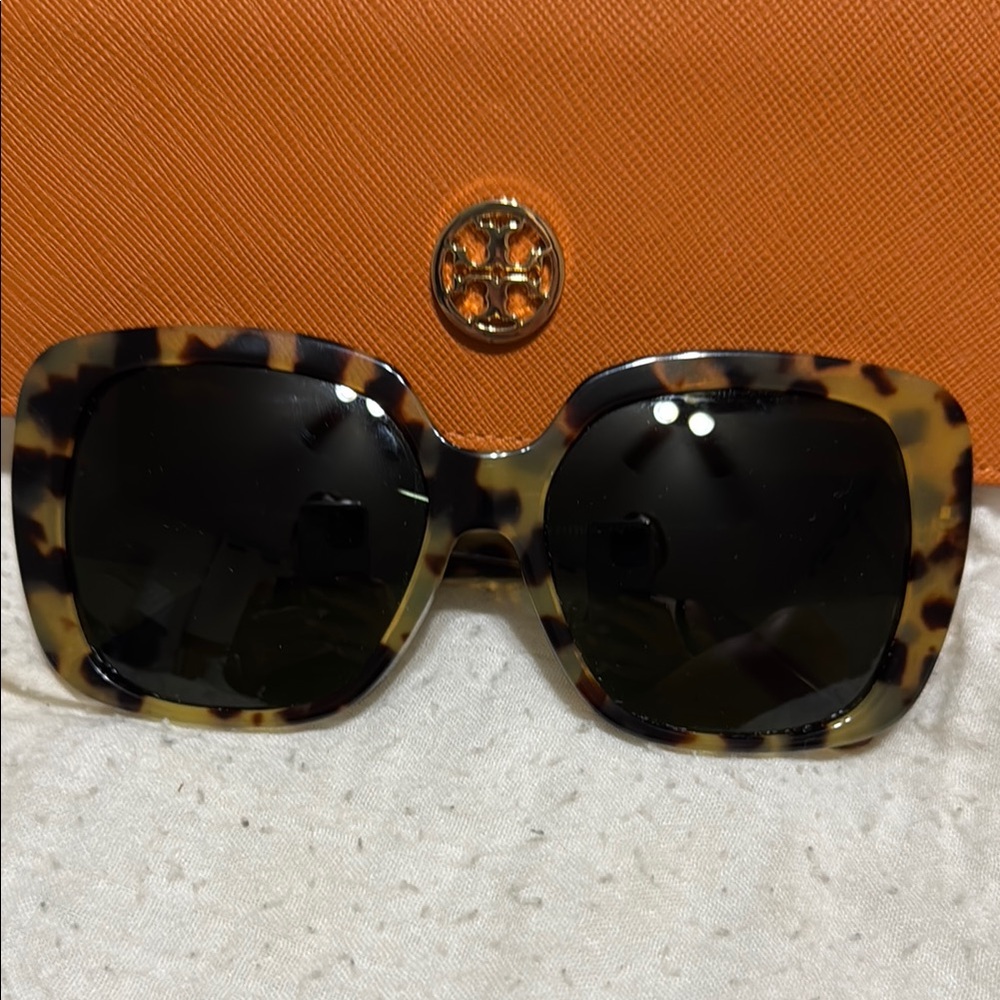 Tory Burch Leopard Print Square Sunglasses
